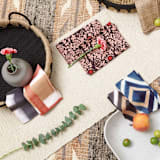 "Chowk Red Cotton Table Napkin ( set of 4 )" - Napkins in red by Anjali Purohit