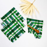 "Josefina Plaid Handwoven Cotton Party Napkins, Set of 4" - Napkins in green by Archive New York