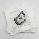 "Embroidered Linen Oyster Cocktail Napkins, Set of 4" - Napkins in white by Ashley Myers