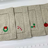 "Christmas Icon Cocktail Napkins - Set of 4" - Napkins in natural by Virginia Marcello