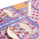 "Blue Araminta Blockprint Napkins, Set of 4" - Napkins in blue by Inner Child