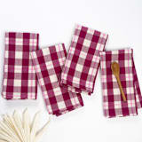 "Abigail Plaid Handwoven Cotton Napkins, Set of 4" - Napkins in red by Archive New York
