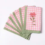 "Dahlia Gingham Blockprint Napkins, Set of 4" - Napkins in pink by Inner Child