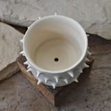 "Spikes White Ceramic Handmade Plant Pot" - Planters in beige by OWO Cerámica