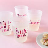 "Valentine Frosted Plastic Cups, Pack of 12" - Paper and Plastic Cups in multicolor by ForYourParty