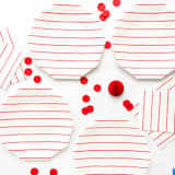 "Candy Apple Frenchie Stripes 9 oz Cups - Pack of 8" - Paper and Plastic Cups in brown by Jollity and Co