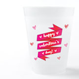 "Valentine Banner Frosted Plastic Cups, Pack of 12" - Paper and Plastic Cups in multicolor by ForYourParty