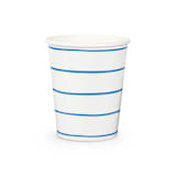 "Cobalt Frenchie Stripes 9 oz Cups - Pack of 8" - Paper and Plastic Cups in pink by Jollity and Co