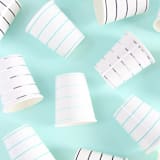 "Lilac Frenchie Stripes 9 oz Cups - Pack of 8" - Paper and Plastic Cups in white by Jollity and Co
