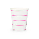 "Cerise Frenchie Stripes 9 oz Cups - Pack of 8" - Paper and Plastic Cups in white by Jollity and Co