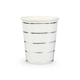 "Silver Metallic Frenchie Stripes 9 oz Cups - Pack of 8" - Paper and Plastic Cups in natural by Jollity and Co