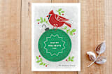 "Christmas Cardinal" - Stationery in Evergreen by Jessica Ogden - Front