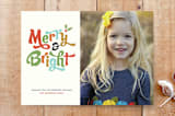 "Merry + Bright Holiday Photo Card" - Stationery in Frosty Blue by Three Kisses Studio - Front