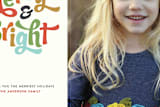 "Merry + Bright Holiday Photo Card" - Stationery in Frosty Blue by Three Kisses Studio - Close-Up
