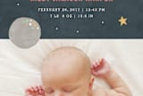 "Over the Moon Birth Announcement" - Stationery in Salmon by Amber Barkley - Close-Up