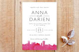 "Skyline Baltimore" - Stationery in Magenta by Laura Condouris - Front