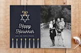 "Happy Hanukkah Star" - Stationery in Navy by Elky Ink - Front