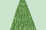 "Handlettered Holiday Tree" - Stationery in Mint by Olivia Goree - Close-Up