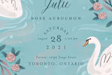 "Swans and Roses" - Stationery in Dusty Turquoise by Sam Dubeau - Close-Up