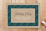 "Winter Plaid Holiday Party Invitation" - Stationery in Teal by Amber Barkley - Front