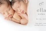 "Elegant Twins Birth Announcement" - Stationery in charcoal by Jamie Alexander - Close-Up