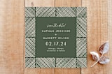 "Herringbone Frame Save the Date" - Stationery in Sage by Amber Barkley - Front