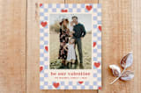 "Checkered Hearts Valentine's Day Photo Card" - Stationery in Cherry by Amber Barkley - Front