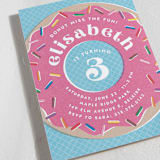 "Donut Miss the Fun! Birthday Invitation" - Stationery in Magenta by Amber Barkley - Close-Up