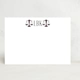 "Scales Of Justice Monogram" - Stationery in Burgundy by Lisa Travis - Front