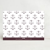 "Scales Of Justice Monogram" - Stationery in Burgundy by Lisa Travis - Back of Card