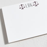 "Scales Of Justice Monogram" - Stationery in Burgundy by Lisa Travis - Close-Up