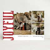 "Joyful in Plaid Multi Photo Holiday Card" - Stationery in Berry by Ashley Bird - Front