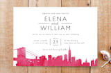"Skyline New York- Landscape" - Stationery in Magenta by Laura Condouris - Front