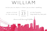 "Skyline New York- Landscape" - Stationery in Magenta by Laura Condouris - Close-Up