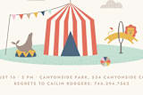 "Off to Join the Circus Invitation" - Stationery in Navy by Amber Barkley - Close-Up