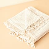 "Katha Organic Cotton Fully Embroidered Queen Size Bedspread" - Quilts and Bedspreads in white by Anjali Purohit
