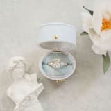 "Vintage Oval Ring Box - White with Dusty Blue Velvet Insert" - Ring Boxes in white by The Heirloom Ring Box