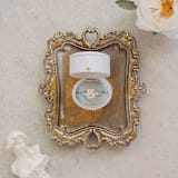 "Vintage Oval Ring Box - White with Dusty Blue Velvet Insert" - Ring Boxes in white by The Heirloom Ring Box