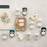 "Vintage Oval Ring Box - White with Dusty Blue Velvet Insert" - Ring Boxes in white by The Heirloom Ring Box