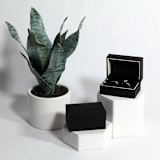"Black Ring Box with White Stripe - Double Slot" - Ring Boxes in black by Soulmatebox