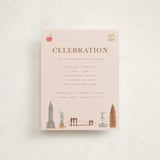 "Painted NYC" - Mitzvah Reception Cards in Petal by Teju Reval - Front