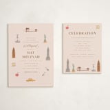 "Painted NYC" - Mitzvah Reception Cards in Petal by Teju Reval - With Invitation