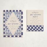 "Painted Mitzvah" - Mitzvah Reception Cards in Butter by Teju Reval - With Invitation