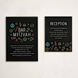 "Neon Vibes" - Mitzvah Reception Cards in Candy by Brandy Folse - With Invitation