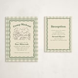 "Camp Mitzvah" - Mitzvah Reception Cards in Sage by Creo Study - With Invitation