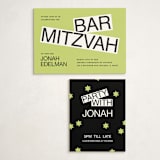 "Decal" - Mitzvah Reception Cards in Lime by Inkblot Design - With Invitation