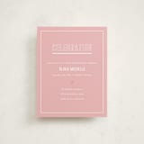 "Bold Name" - Mitzvah Reception Cards in Peony by Ilene Guy - Front
