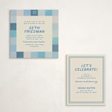 "Checkered Mitzvah" - Mitzvah Reception Cards in Sky by Creo Study - With Invitation