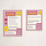 "Bitmap" - Mitzvah Reception Cards in Strawberry by Jennifer Lew - With Invitation