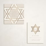 "Square Star of David" - Mitzvah RSVP Cards in Cream by Stacy Maalouf - With Invitation
